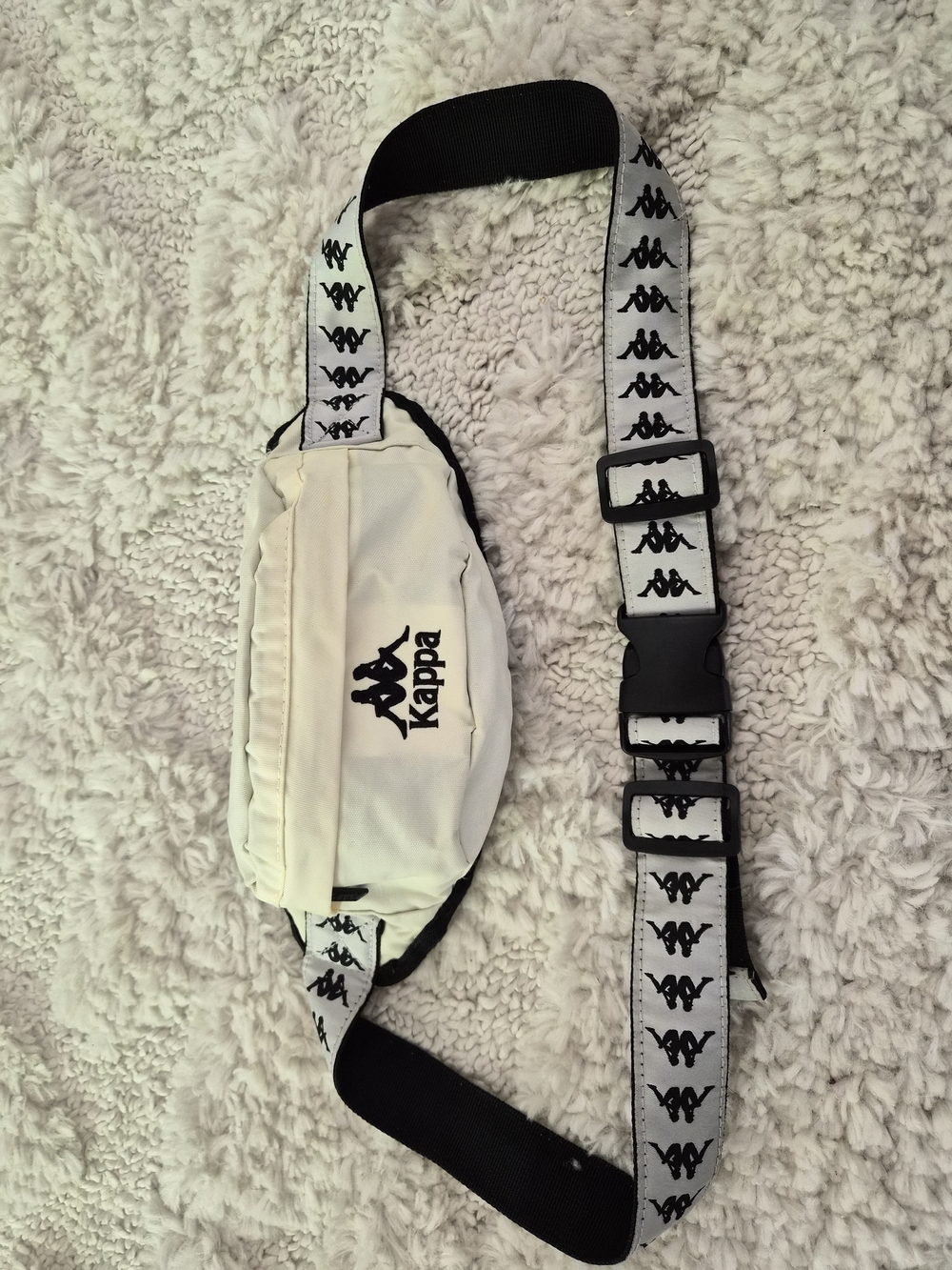 Kappa White Sling Belt Bag with Black Logo